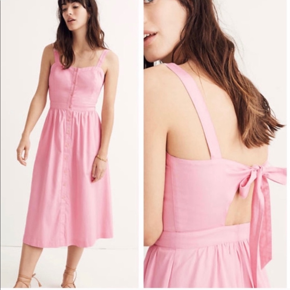 Madewell Pink Fleur bow back with pockets